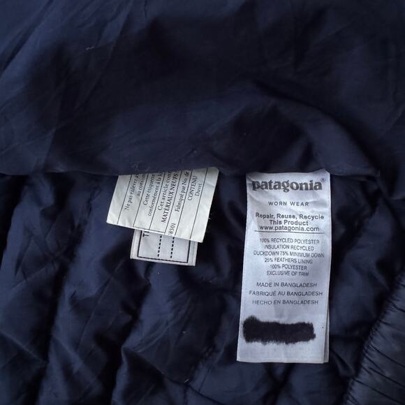 Patagonia Duck Down Sweater Boys Size 4T Full Zip Insulated Puffer Jacket Navy - Picture 8 of 9
